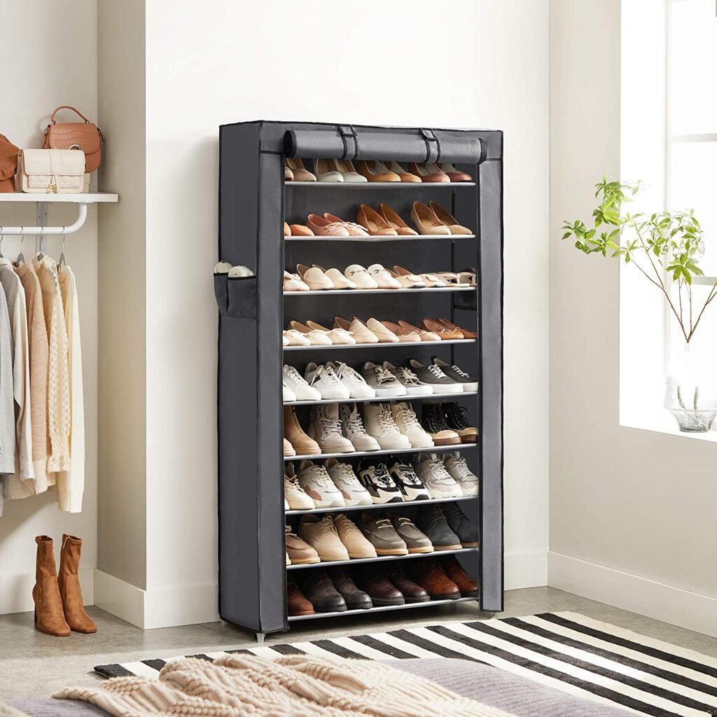 SONGMICS Scarpiera a 7 Ripiani con Copertura Antipolvere, Organizzatore  Porta Scarpe per 36 Paia di Scarpe