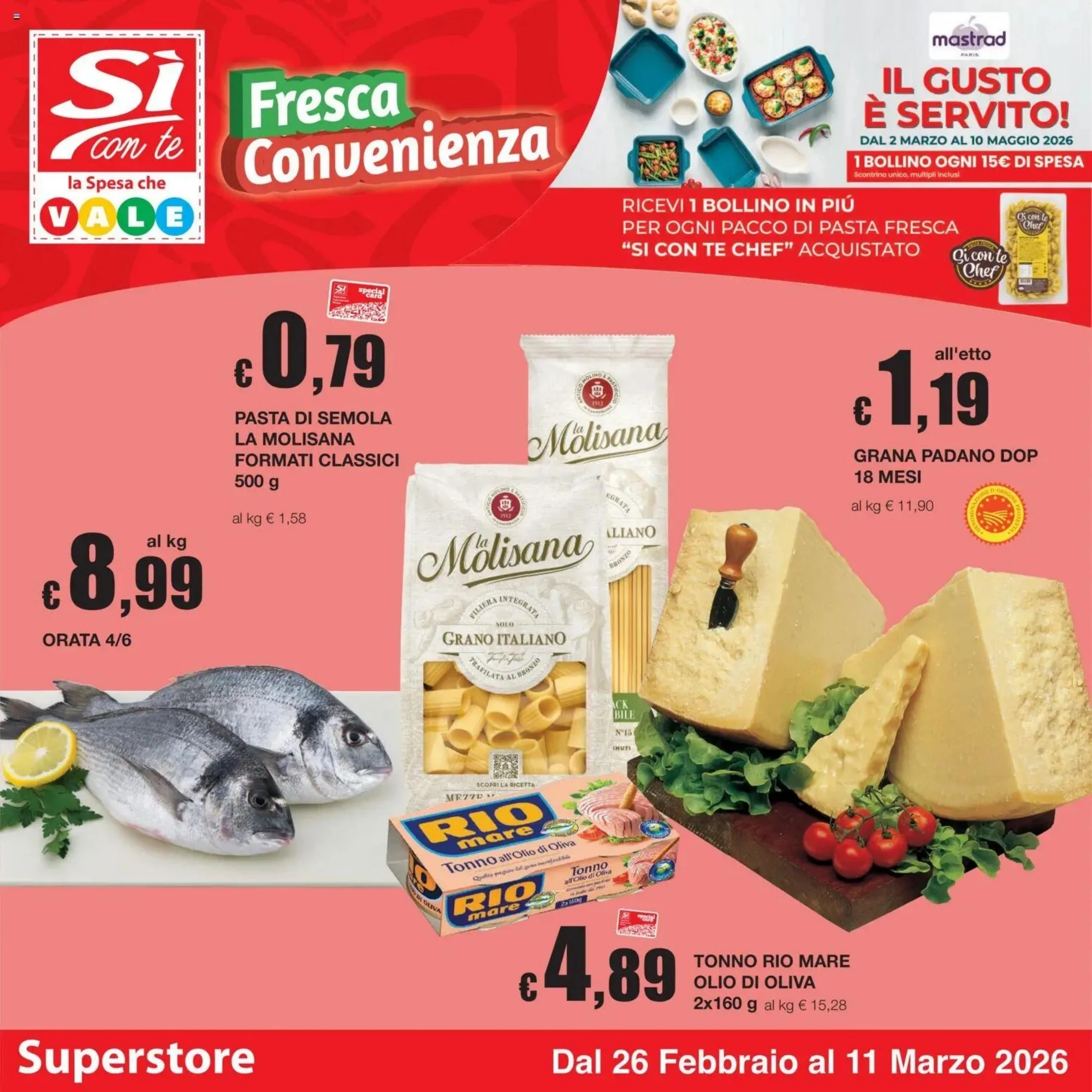 Anteprima nuovo Volantino Si con te supermercato valido dal 26/02 al 11/03 2026